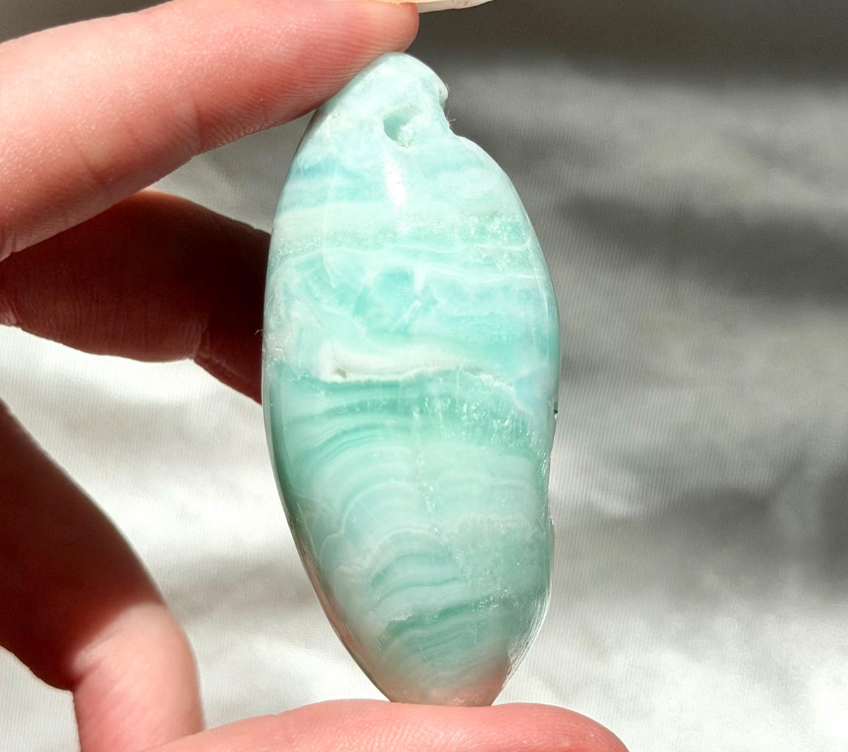 Caribbean Calcite Palm Stone | Caribbean Calcite Egg | Polished Egg Stone | Worry Stone | Blue Calcite Lingham