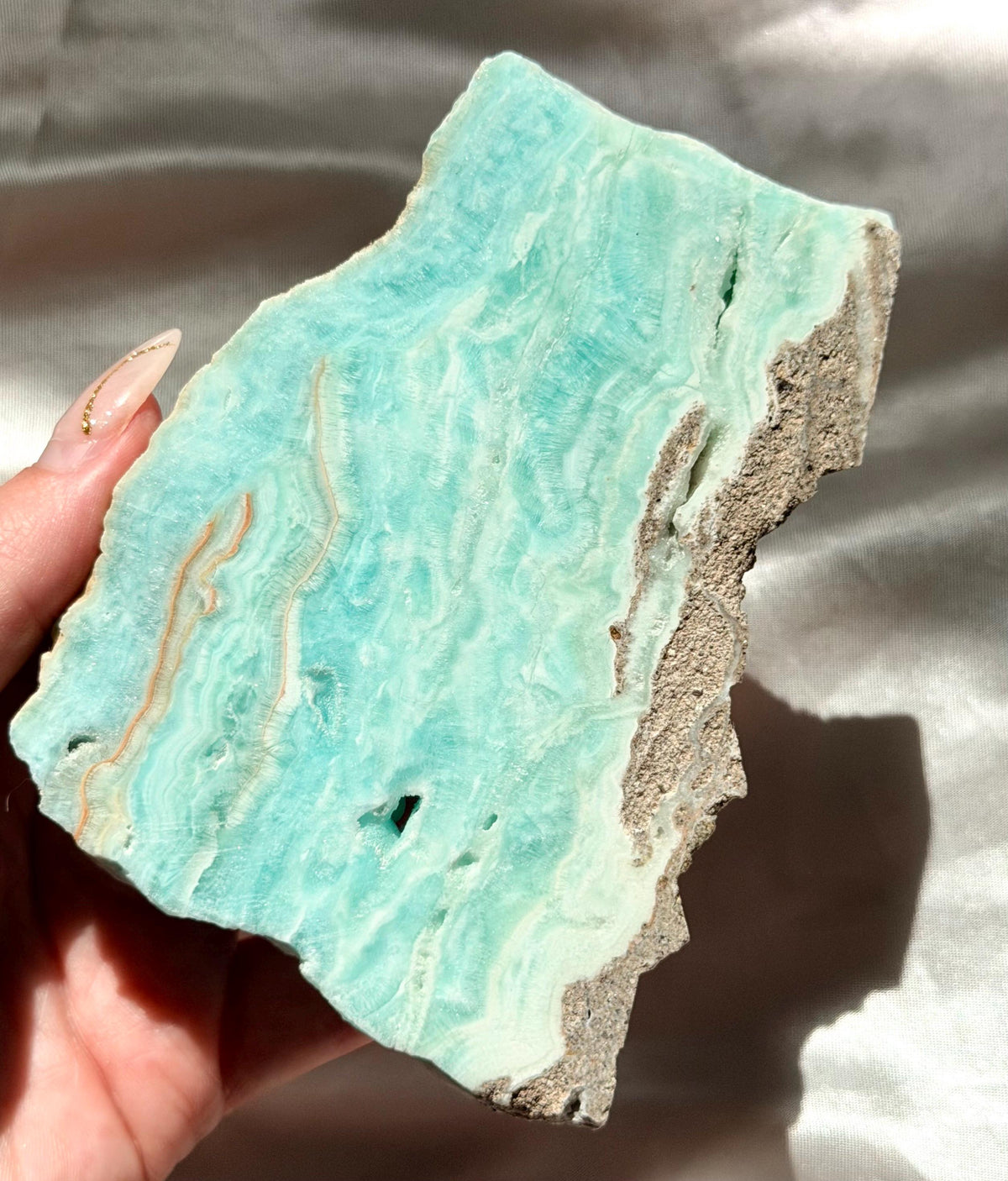 Blue Aragonite Slab | Natural Blue Aragonite Slice | Blue Crystal Home Decor