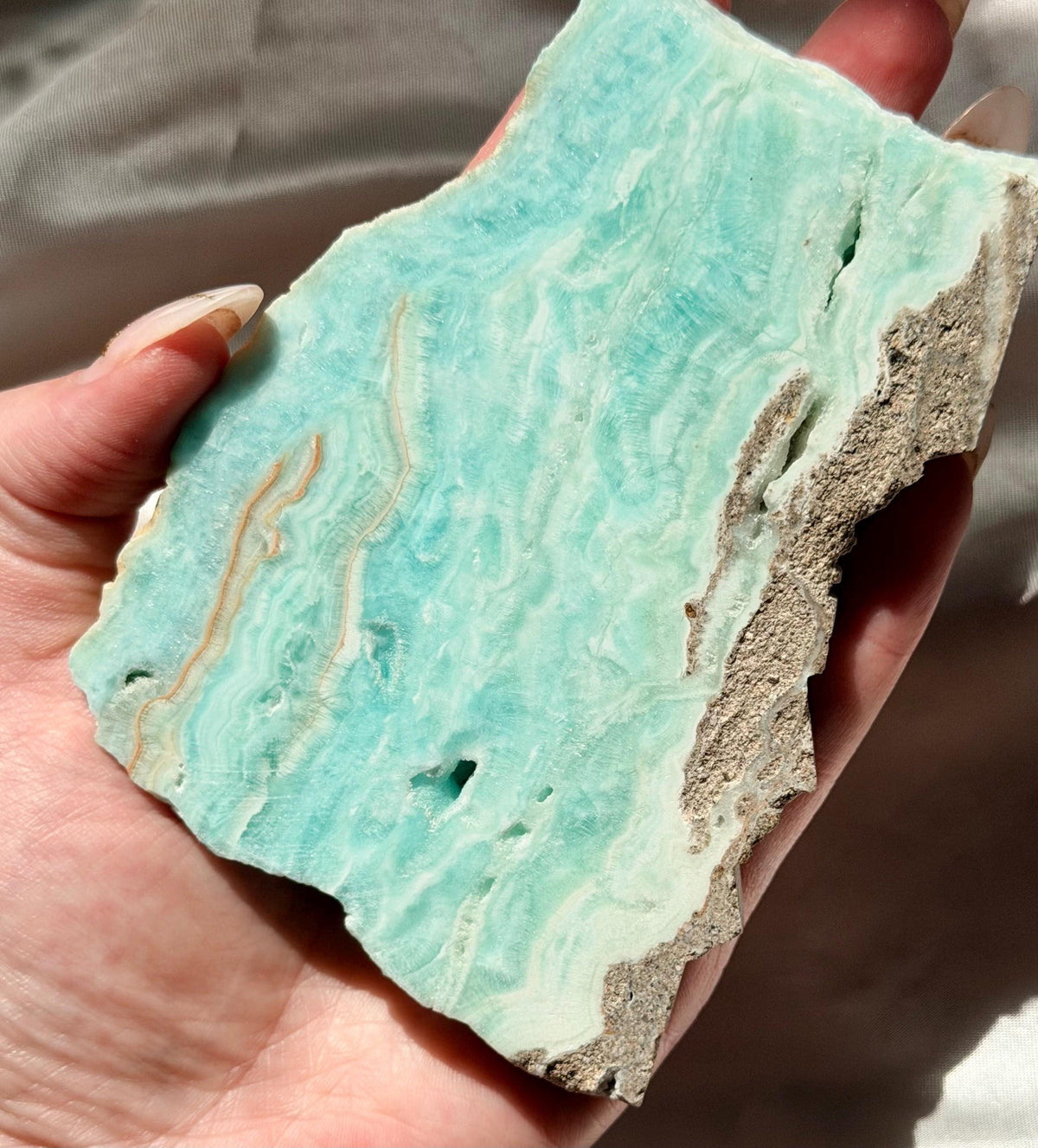 Blue Aragonite Slab | Natural Blue Aragonite Slice | Blue Crystal Home Decor