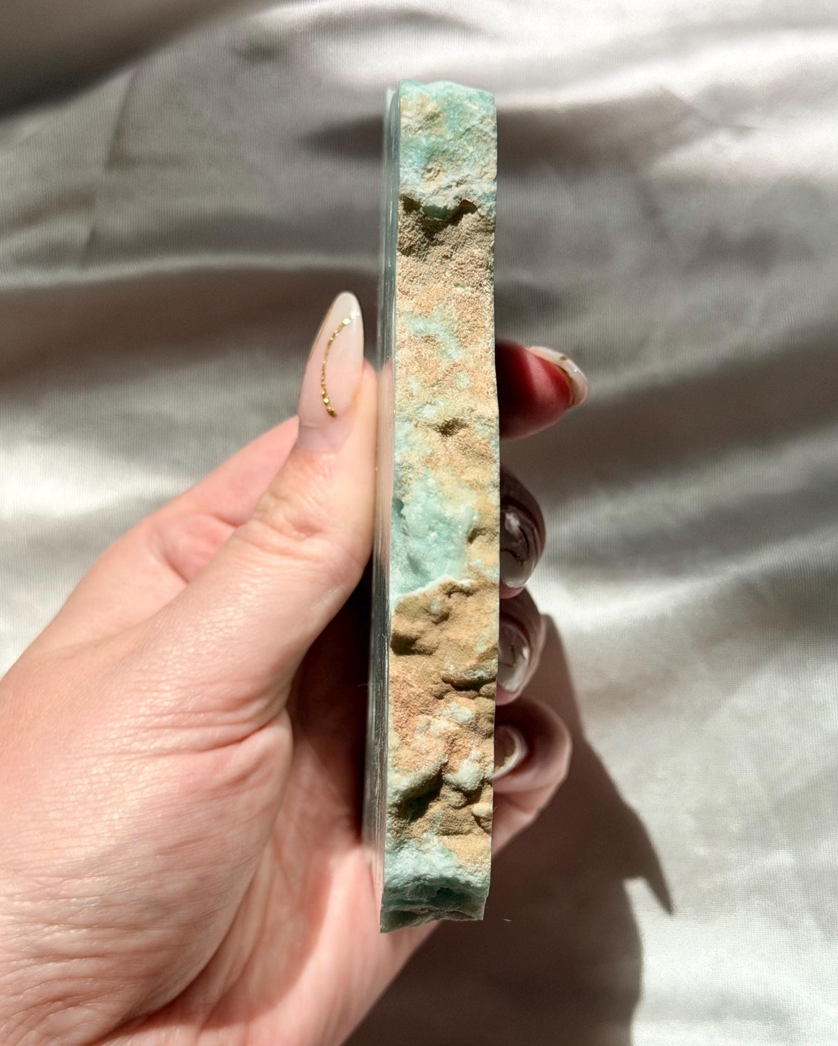 Blue Aragonite Slab | Natural Blue Aragonite Slice | Blue Crystal Home Decor