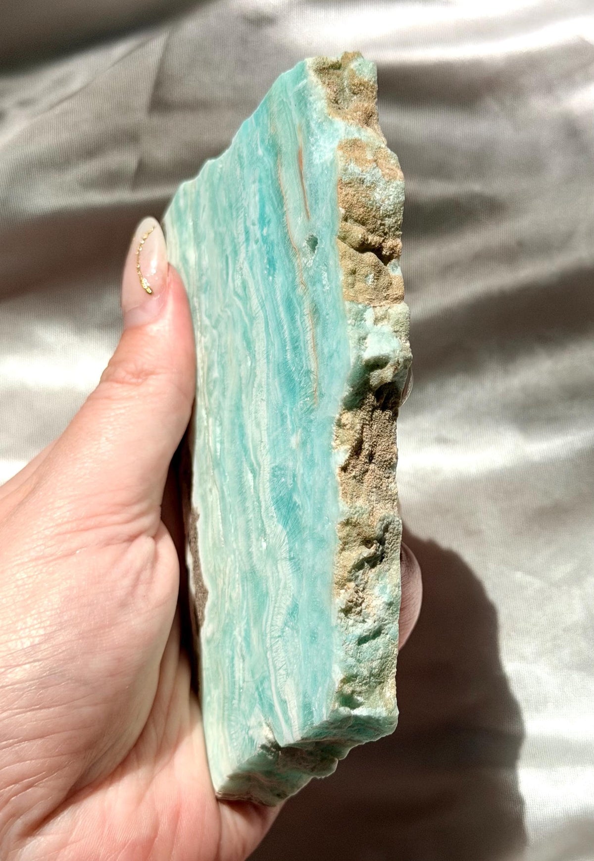Blue Aragonite Slab | Natural Blue Aragonite Slice | Blue Crystal Home Decor