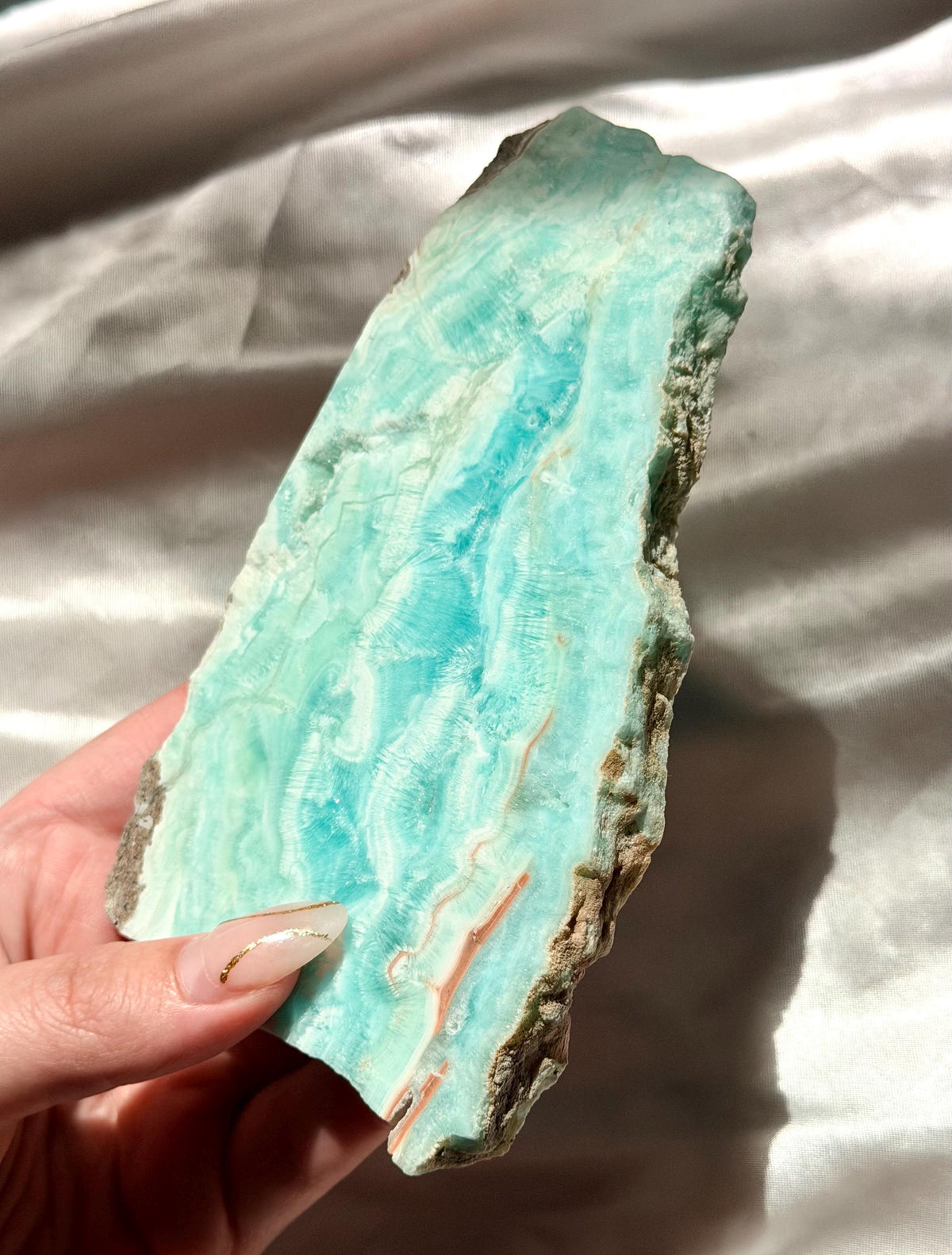 Blue Aragonite Slab | Natural Blue Aragonite Slice | Blue Crystal Home Decor