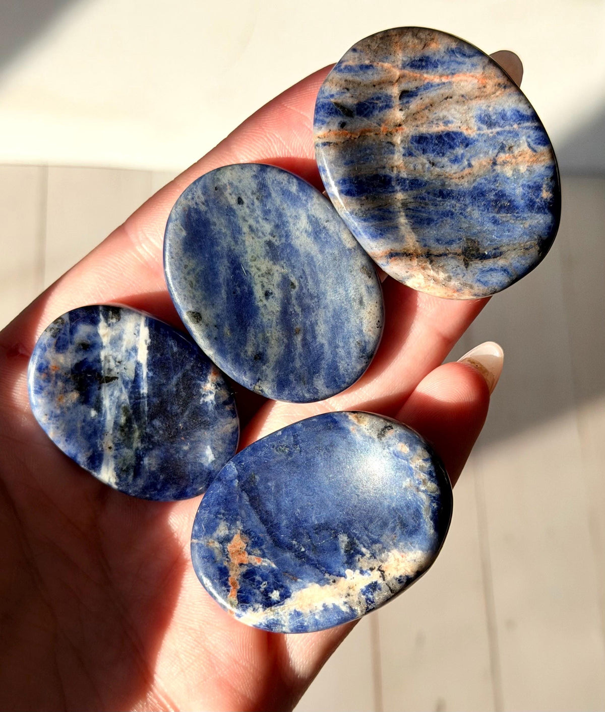 Sodalite Worry Stones | Sodalite Thumb Stone | Blue Crystal Pocket Stone | Sodalite Touch Stone