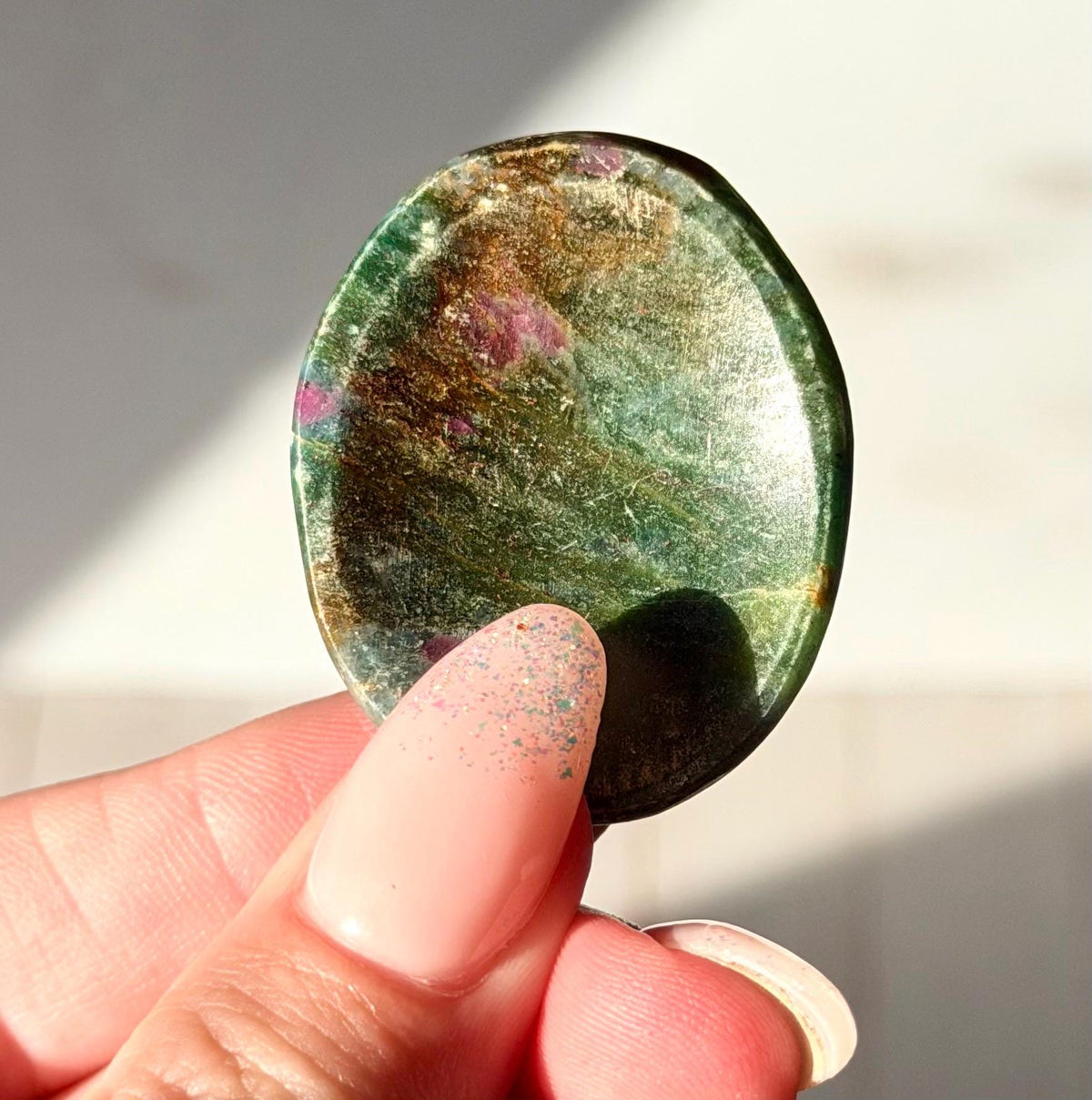 Ruby in Kyanite Worry Stones | Ruby Kyanite Touch Stone | Crystal Thumb Stones