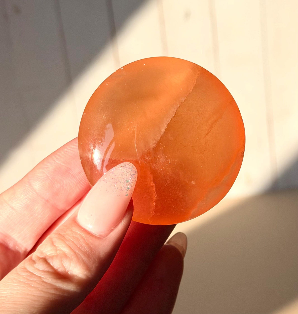 High Quality Honey Calcite Coins from Pakistan | Polished Honey Calcite Palm Stones | Honey Calcite Round Flat