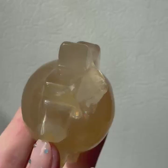 Gorgeous Golden Healer Sun Carving from Brazil | Hand Carved Golden Healer Sun