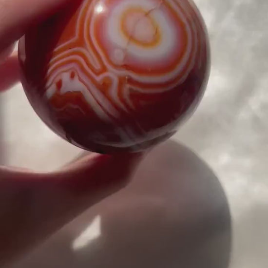 Gorgeous Banded Sardonyx Sphere Carving | Carnelian Agate Sphere