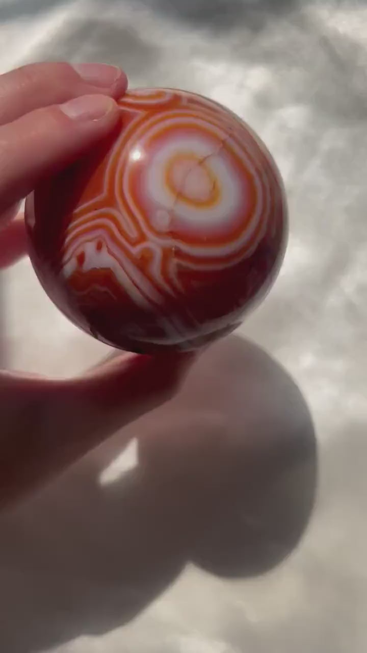 Gorgeous Banded Sardonyx Sphere Carving | Carnelian Agate Sphere