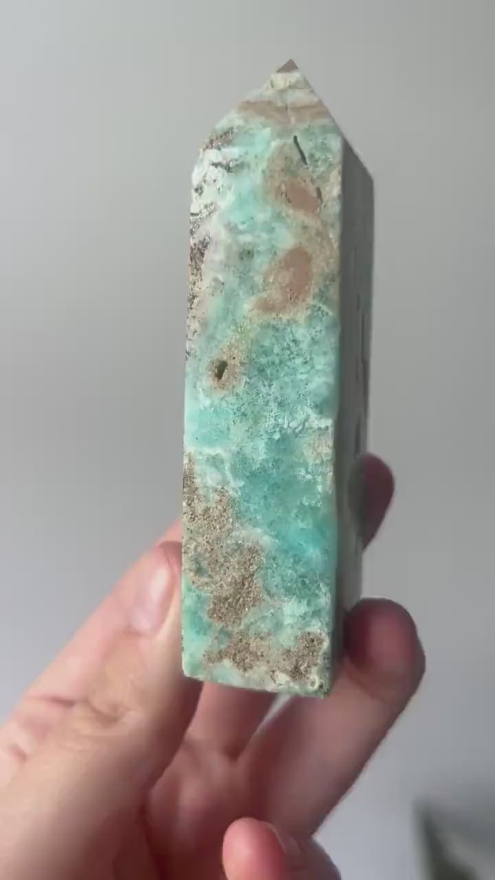 Beautiful Hemimorphite Tower |Blue Aragonite Brown Aragonite White Aragonite Tower