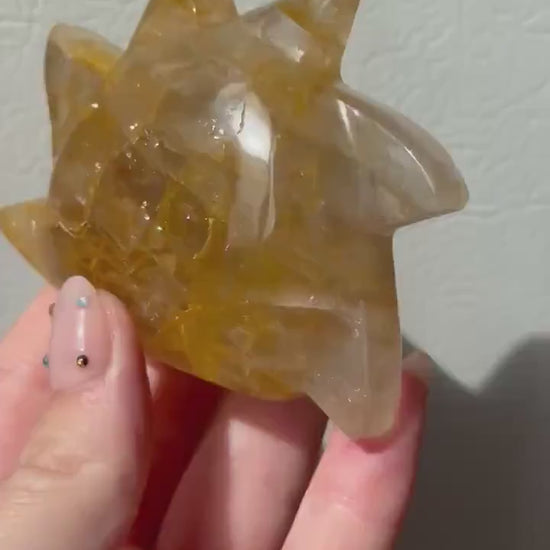 Gorgeous Golden Healer Sun Cut Base Carving | Hematite Sun | Cut Base Sun Carving from Brazil