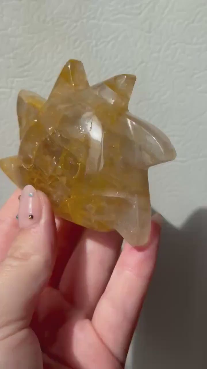 Gorgeous Golden Healer Sun Cut Base Carving | Hematite Sun | Cut Base Sun Carving from Brazil