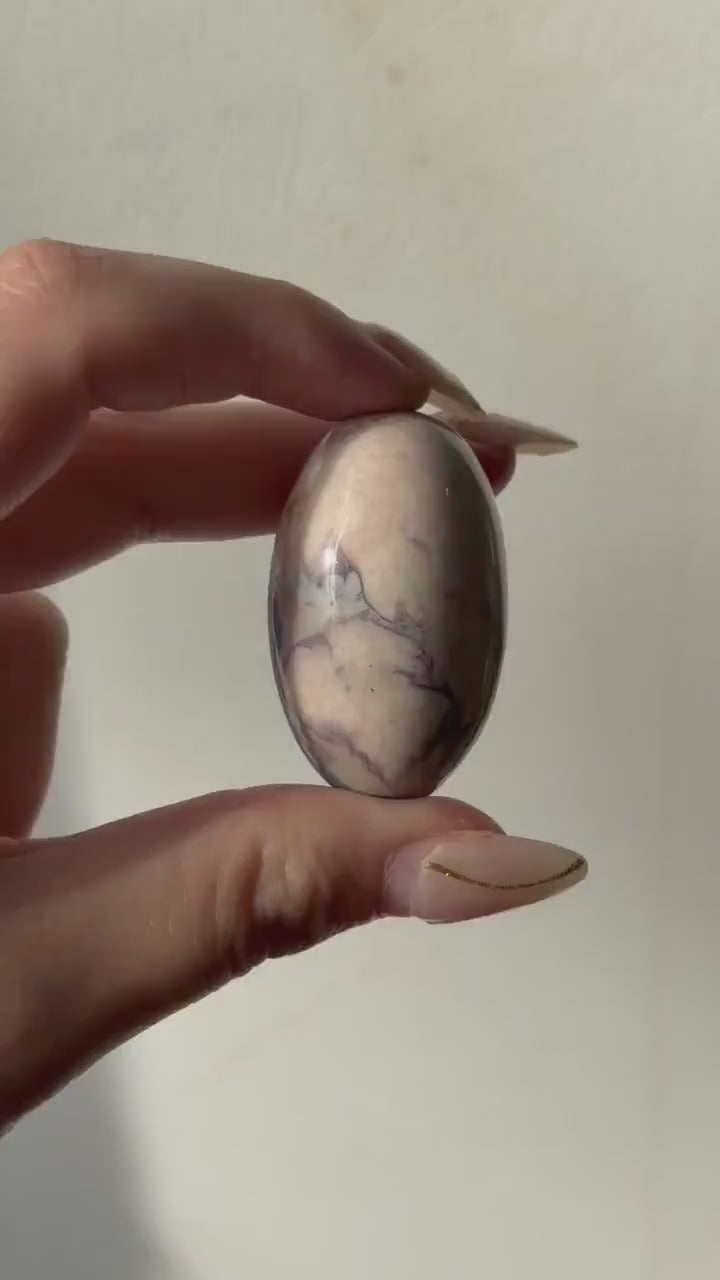 Blue Flower Agate Lingam Stone | Blue Flower Agate Shiva | Polished Crystal | Meditation Stone