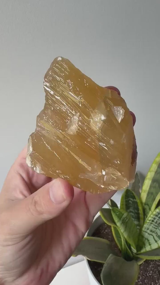 Beautiful Raw Honey Calcite Chunk from Mexico | Honey Calcite Specimen