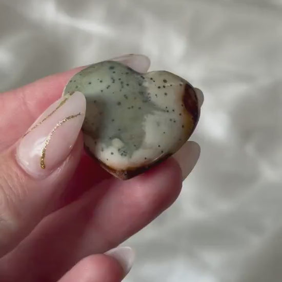 Polychrome Jasper Puffy Heart | Natural Polychrome Jasper Crystal Heart | Ocean Jasper Look | Healing Crystal | Crystal Gift