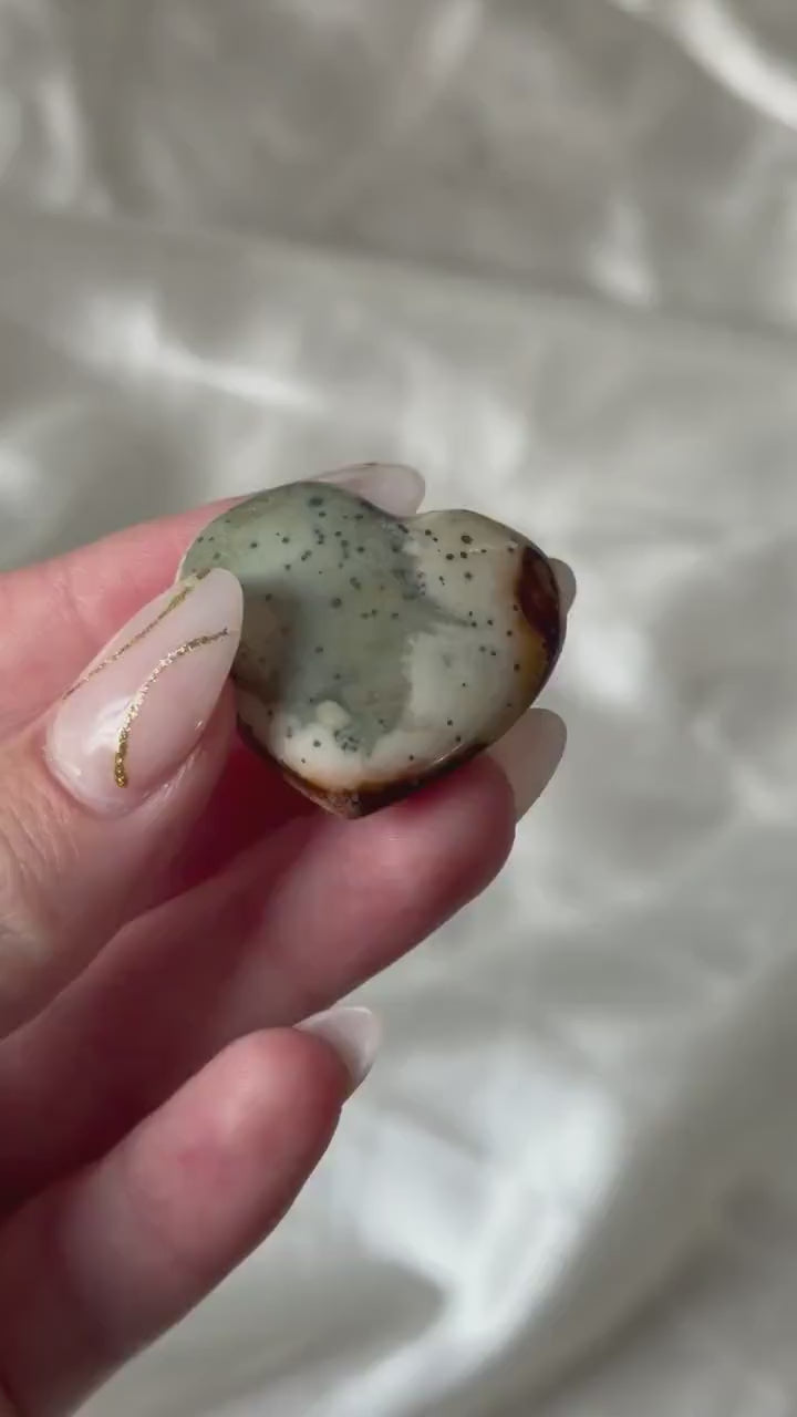 Polychrome Jasper Puffy Heart | Natural Polychrome Jasper Crystal Heart | Ocean Jasper Look | Healing Crystal | Crystal Gift