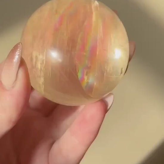 Gorgeous High Quality Optical Honey Calcite Sphere | 60mm Optical Calcite Ball