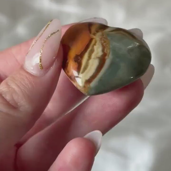 Polychrome Jasper Puffy Heart | Natural Polychrome Jasper Crystal Heart | Ocean Jasper Look | Healing Crystal | Crystal Gift