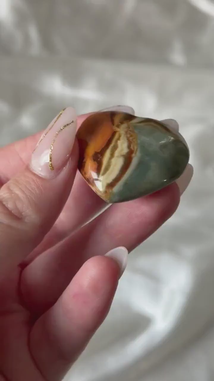 Polychrome Jasper Puffy Heart | Natural Polychrome Jasper Crystal Heart | Ocean Jasper Look | Healing Crystal | Crystal Gift