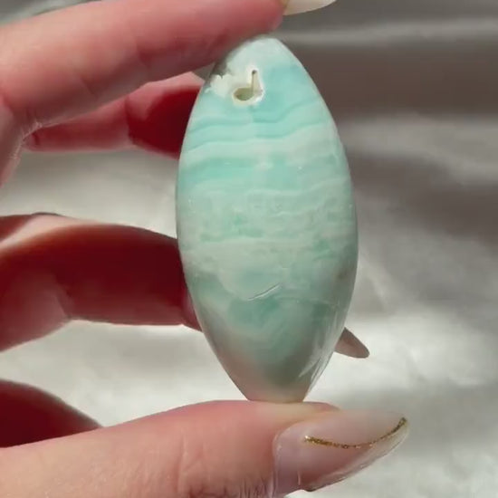 Caribbean Calcite Palm Stone | Caribbean Calcite Egg | Polished Egg Stone | Worry Stone | Blue Calcite Lingham