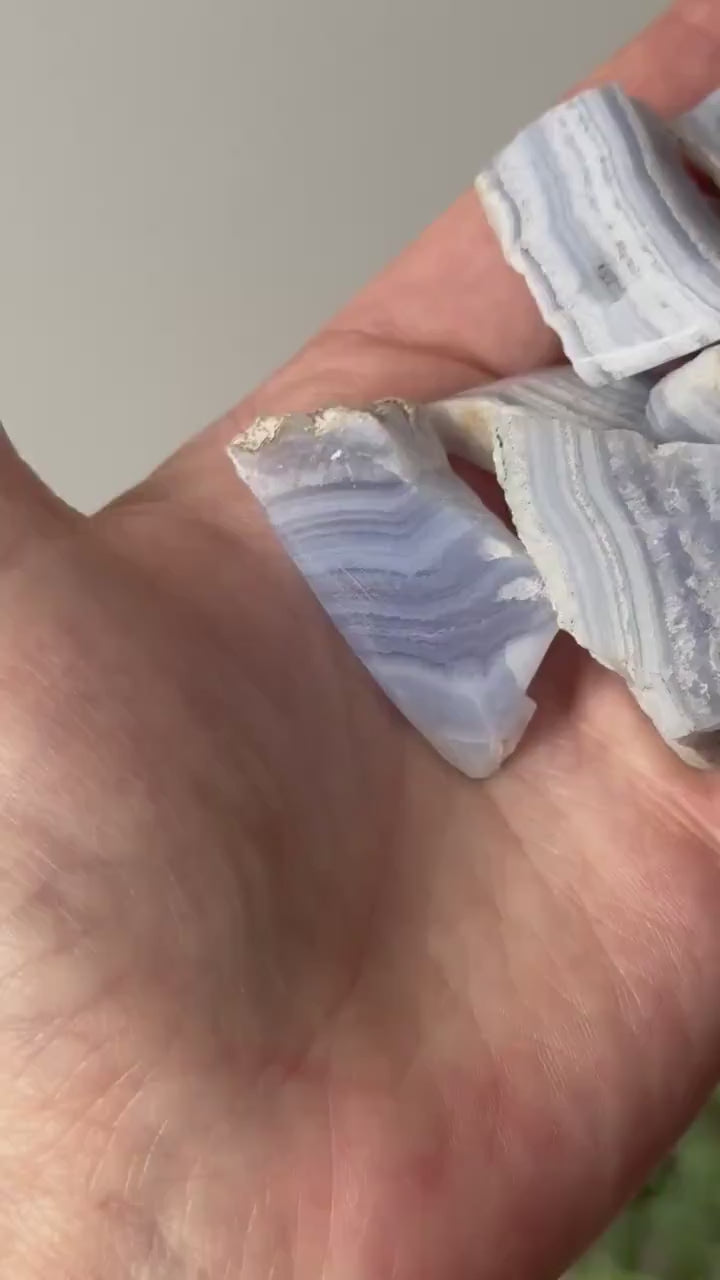 Beautiful Semi-Polished Blue Lace Agate Pieces from Namibia | Part Polished Blue Lace Agate Rough