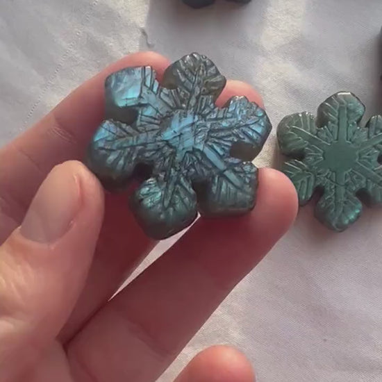 Blue Labradorite Hand Carved Snowflakes
