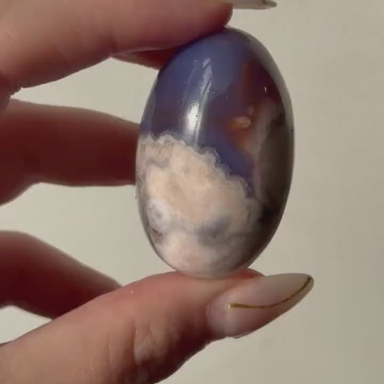 Blue Flower Agate Lingam Stone | Blue Flower Agate Shiva | Polished Crystal | Meditation Stone
