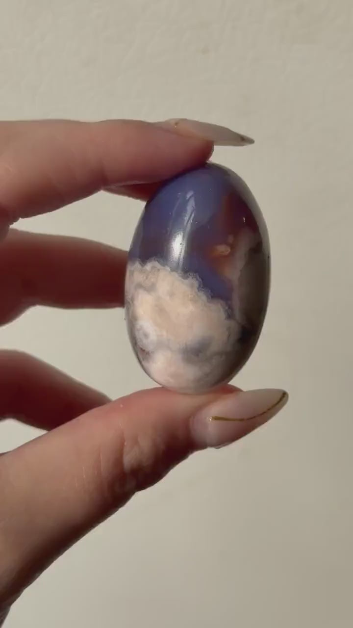Blue Flower Agate Lingam Stone | Blue Flower Agate Shiva | Polished Crystal | Meditation Stone