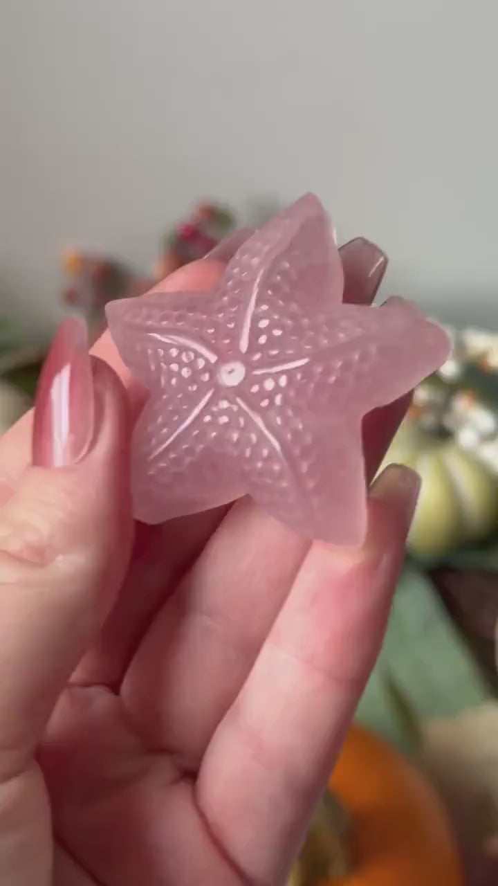 Beautiful Rose Quartz Starfish Carving | Rose Quartz Sea Star