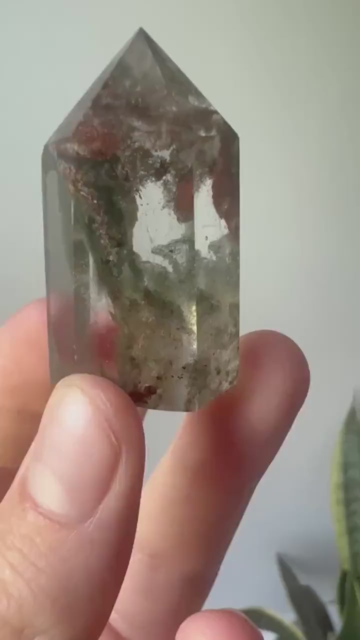 Gorgeous Garden Quartz Mini Tower with Chlorite Phantoms | Chlorite Quartz with Inclusions