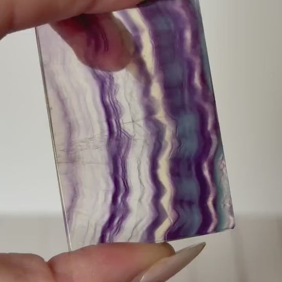 Banded Fluorite Window | Purple Fluorite Slice Fluorite Mini Slab Rectange Fluorite