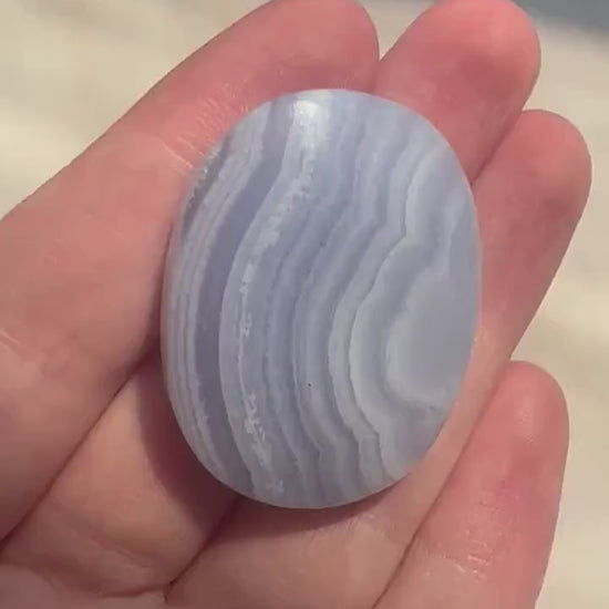 Gorgeous Blue Lace Agate Palmstone with Banding from South Africa