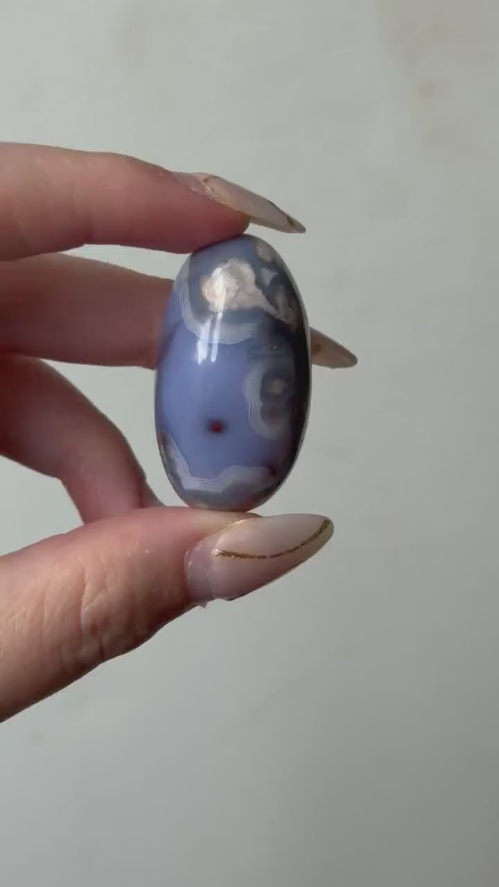 Blue Flower Agate Lingam Stone | Blue Flower Agate Shiva | Polished Crystal | Meditation Stone