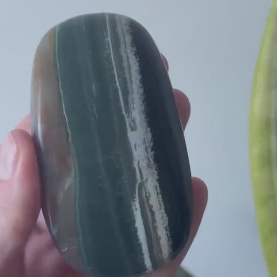Beautiful Ocean Jasper Palm Stone | Large Veinless Ocean Jasper Palmstone
