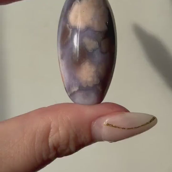 Blue Flower Agate Lingam Stone | Blue Flower Agate Shiva | Polished Crystal | Meditation Stone