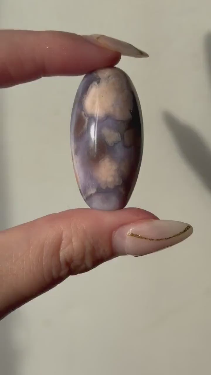 Blue Flower Agate Lingam Stone | Blue Flower Agate Shiva | Polished Crystal | Meditation Stone