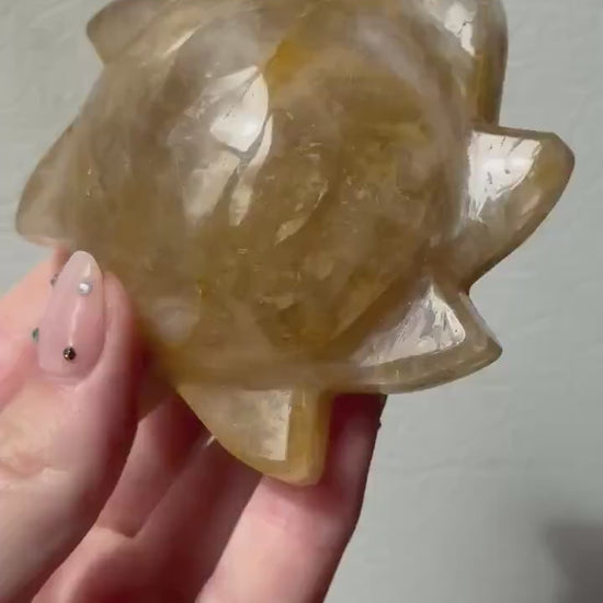 Gorgeous Golden Healer Sun Carving from Brazil | Hand Carved Golden Healer Sun