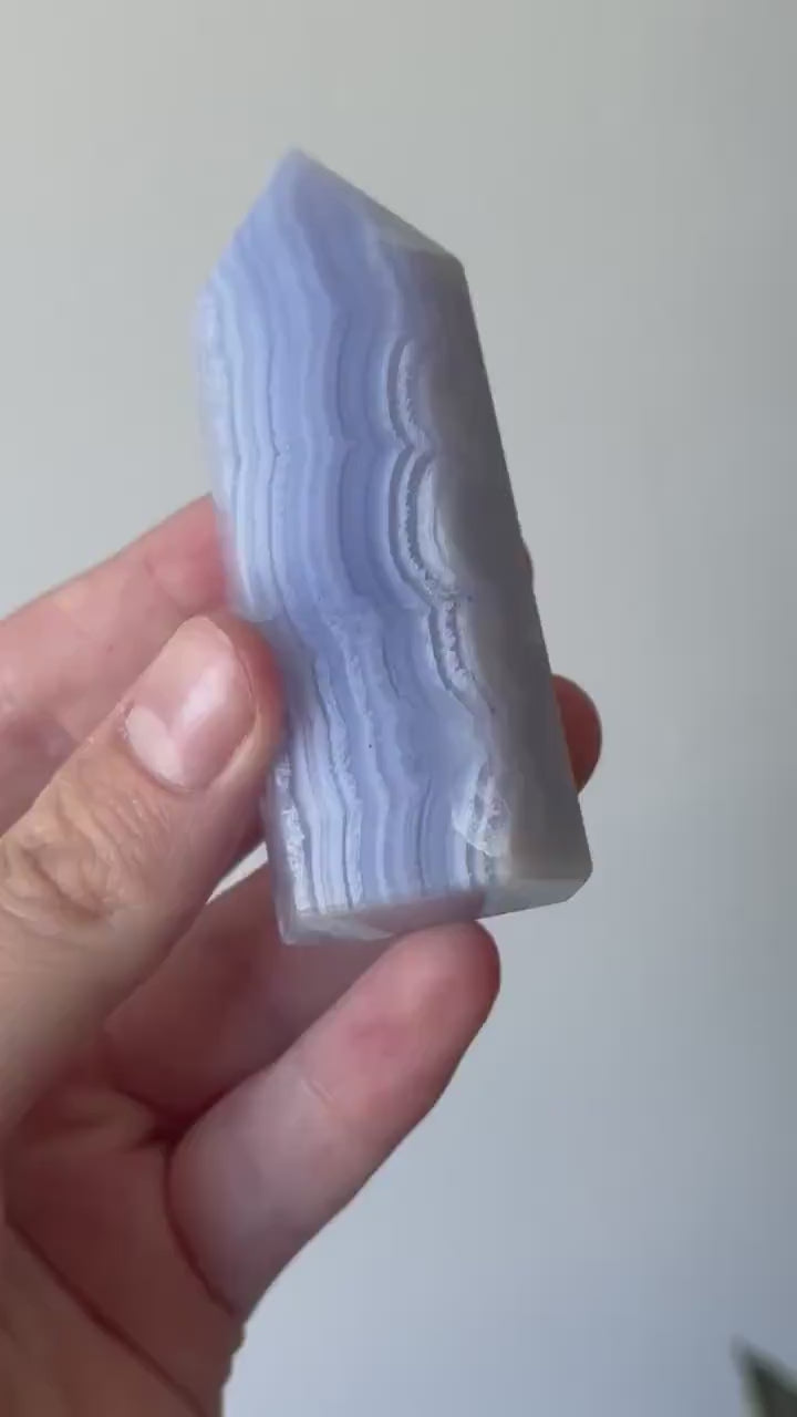 Gorgeous Blue Lace Agate Obelisk | Blue Lace Agate Tower from South Africa