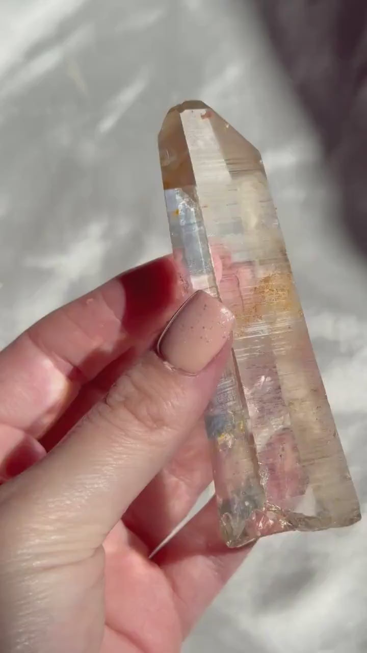 Beautiful Clear Quartz Point from Congo with Iron Inclusions | High Quality Quartz Generator