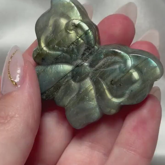Beautiful Labradorite Butterfly Carving | Yellow Flash Labradorite Butterfly | Crystal Carvings
