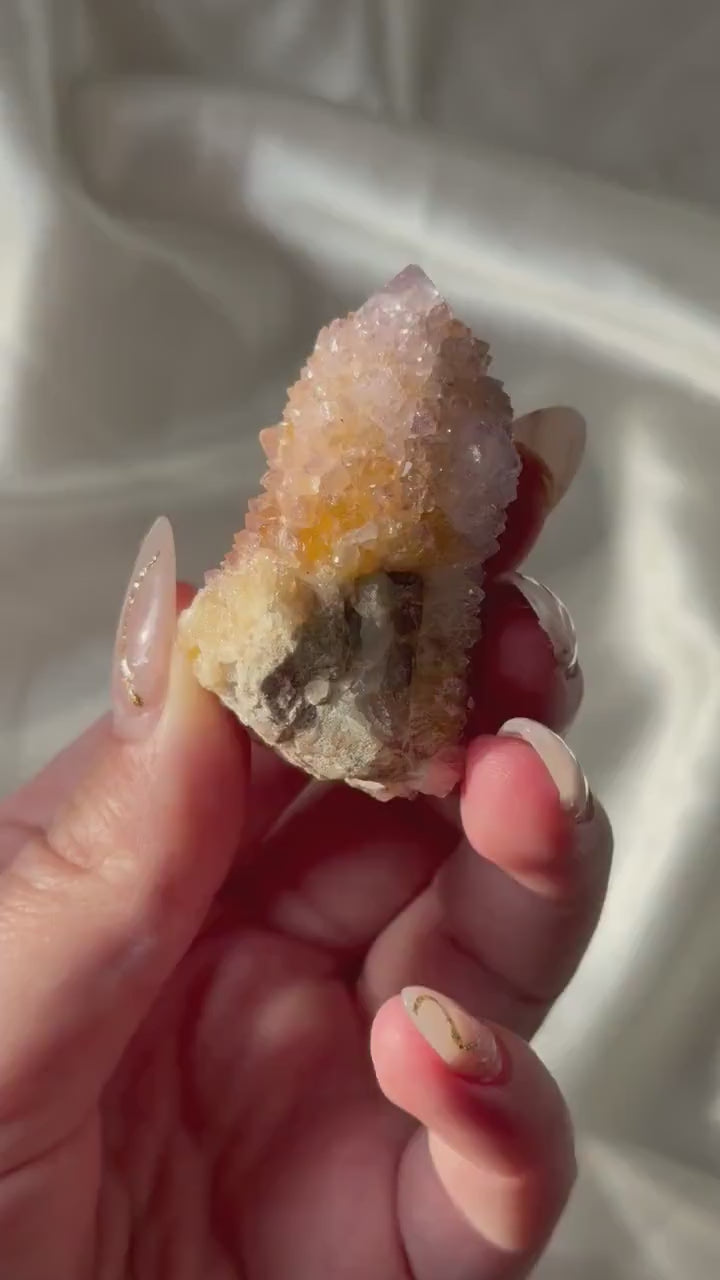 Spirit Amethyst Point with Ametrine | Natural Amethyst Crystal Tower | Druzy Purple Quartz Point | Healing Crystal | Spiritual Decor