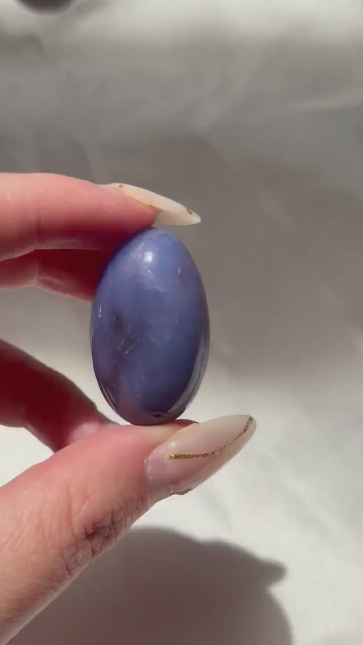 Blue Flower Agate Lingam Stone | Blue Flower Agate Shiva | Polished Crystal | Meditation Stone