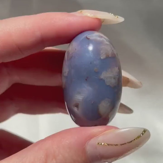 Blue Flower Agate Lingam Stone | Blue Flower Agate Shiva | Polished Crystal | Meditation Stone