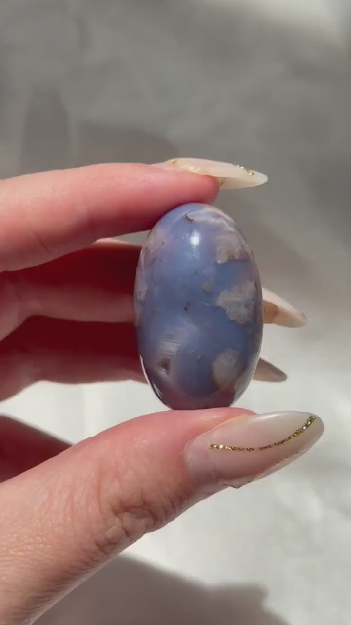 Blue Flower Agate Lingam Stone | Blue Flower Agate Shiva | Polished Crystal | Meditation Stone