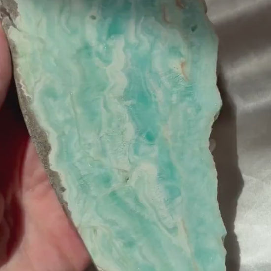 Blue Aragonite Slab | Natural Blue Aragonite Slice | Blue Crystal Home Decor