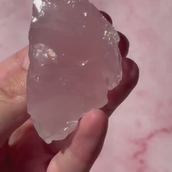 Gorgeous High Quality Rose Quartz Chunk with Rainbows from Brazil | Raw Rose Quartz