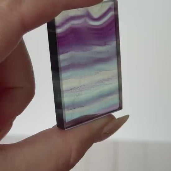Banded Fluorite Window | Purple & Teal Fluorite  Slice Fluorite Mini Slab Rectange Fluorite