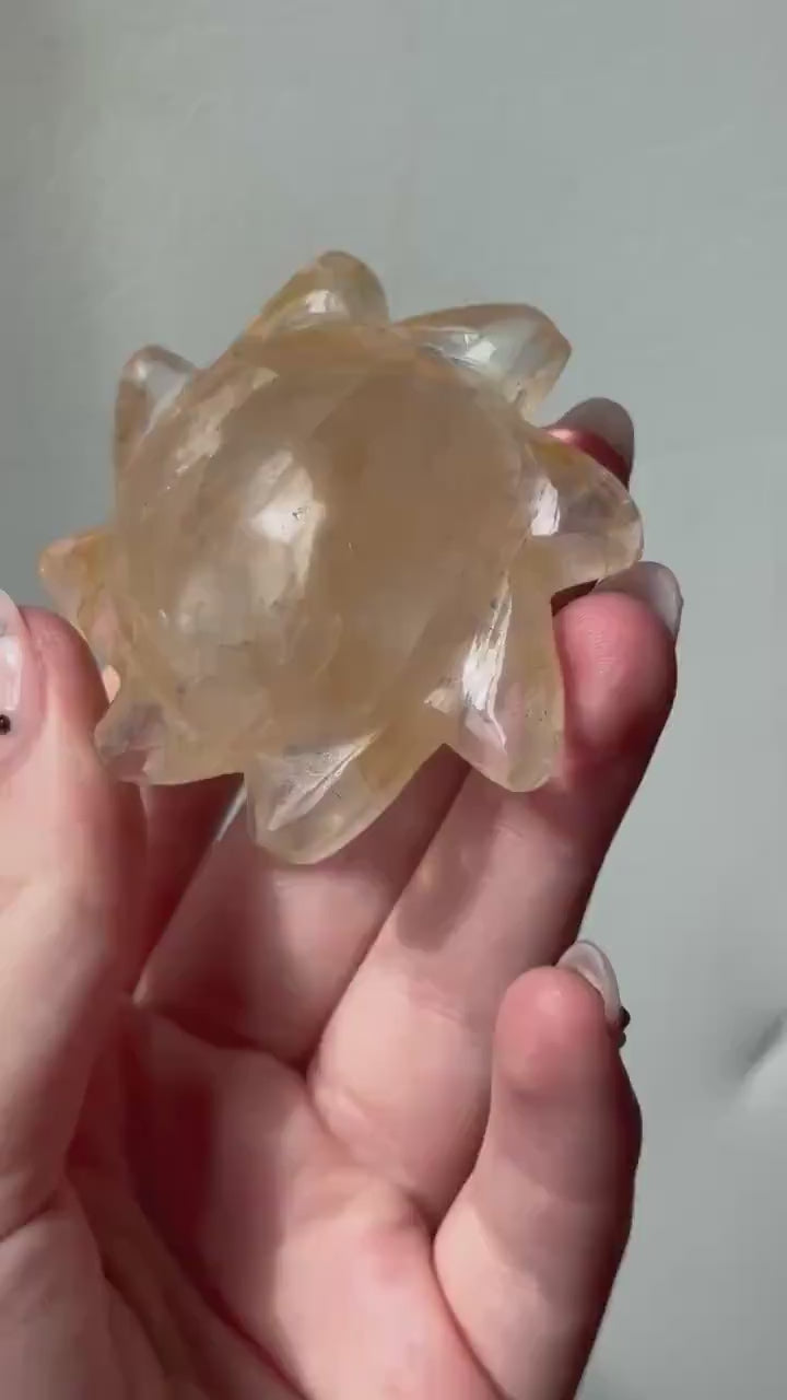 Gorgeous Golden Healer Sun Carving from Brazil | Hand Carved Golden Healer Sun