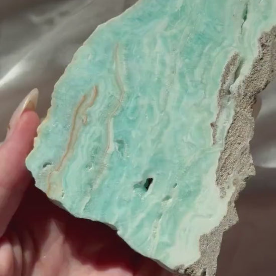 Blue Aragonite Slab | Natural Blue Aragonite Slice | Blue Crystal Home Decor