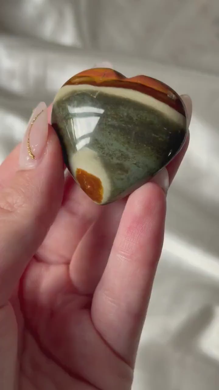 Polychrome Jasper Puffy Heart | Natural Polychrome Jasper Crystal Heart | Ocean Jasper Look | Healing Crystal | Crystal Gift