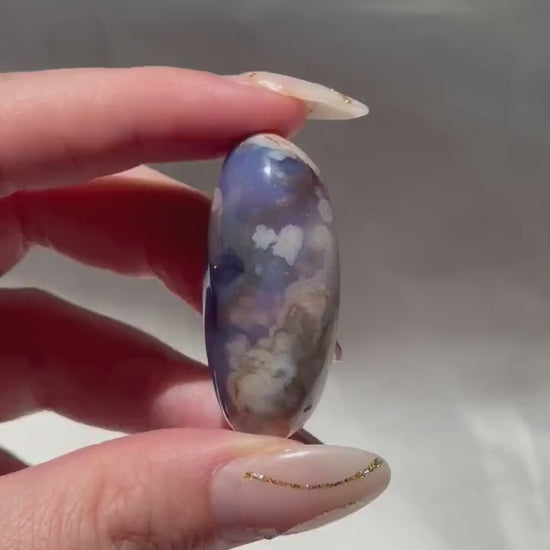 Blue Flower Agate Lingam Stone | Blue Flower Agate Shiva | Polished Crystal | Meditation Stone